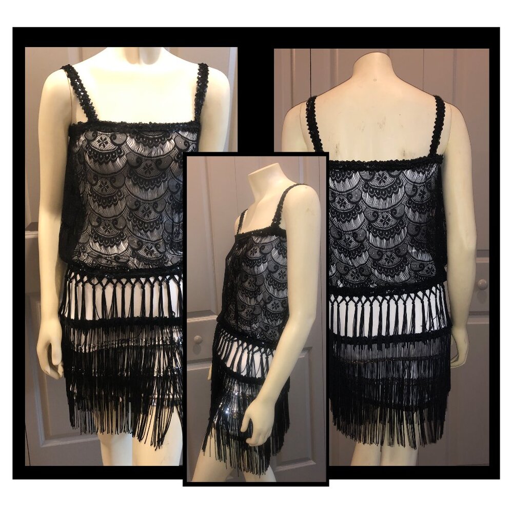 Flapper Custom Dress Halloween - Handmade Black